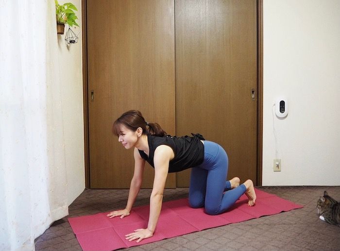 肩の下に手首、股関節の下にひざをつく