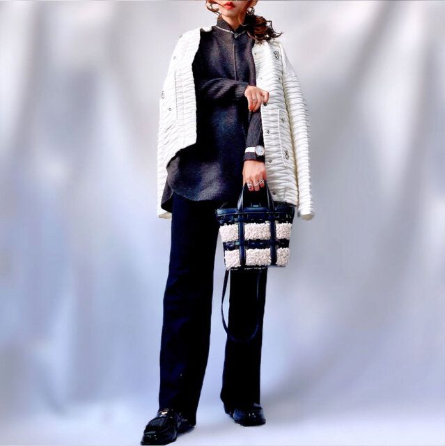 recaの裏起毛パンツのコーデ