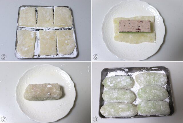 抹茶と小豆のスティッククリーム大福 レシピ 求肥でクリームを包む