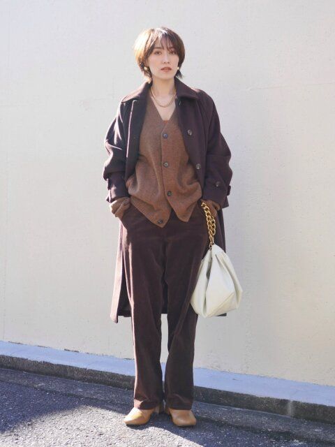 ロングコートのきれいめカジュアルコーデ
