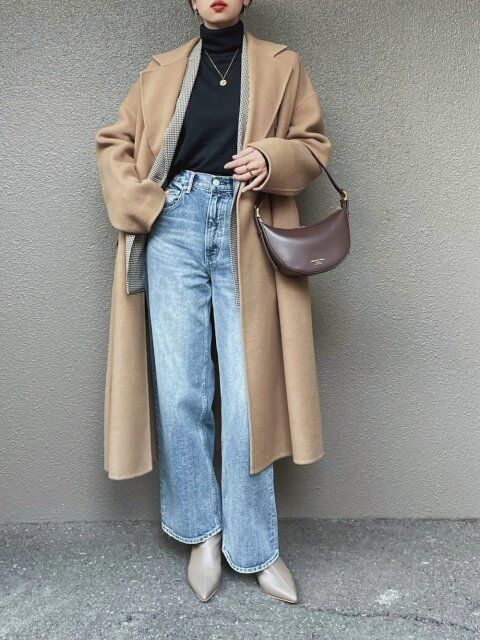 ロングコートのきれいめカジュアルコーデ