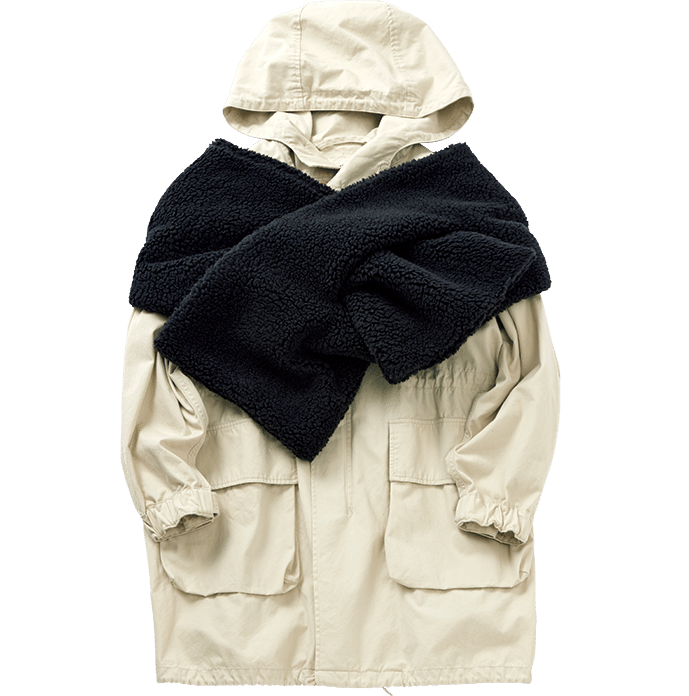 ストール￥37,400（スロー） コート￥52,800（ザ シンゾーン／シンゾーン ルミネ新宿店）