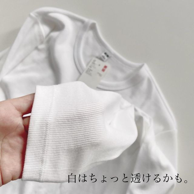 白のソフトリブクルーネックTの生地感