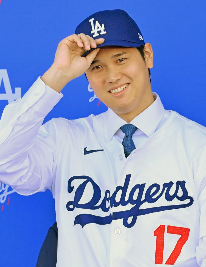 米大リーグ「ロサンゼルス・ドジャース」所属の大谷翔平選手（2023年12月撮影、時事）