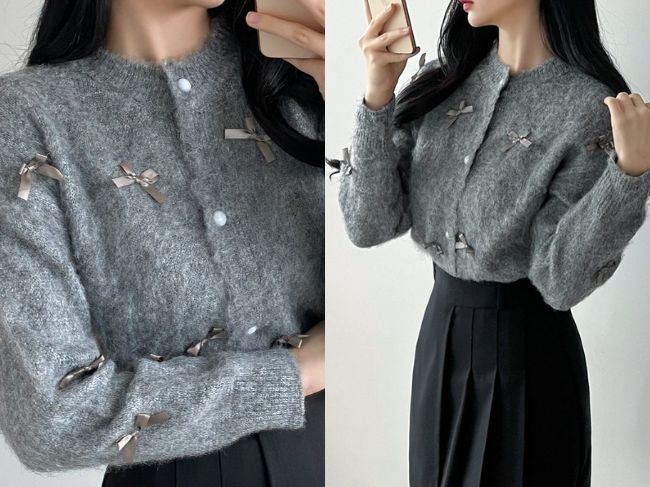 『リボンポイントカーディガン』