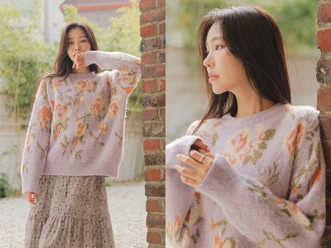 『ローズパターンルーズニット』