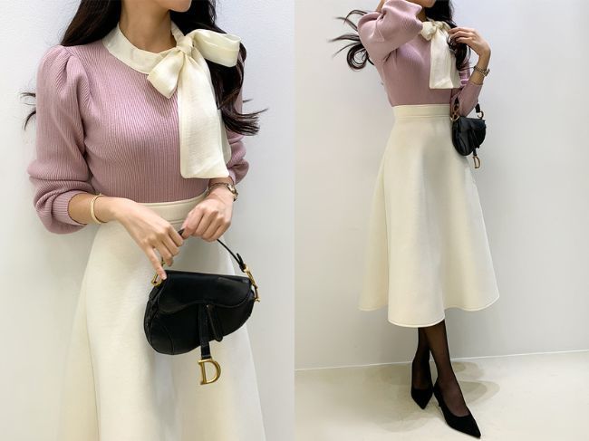 『配色スカーフニット』