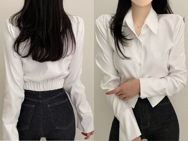 『バックゴムクロップドシャツ』