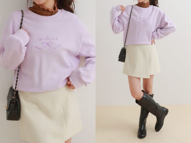 『リボンレタリング刺繍スウェット』