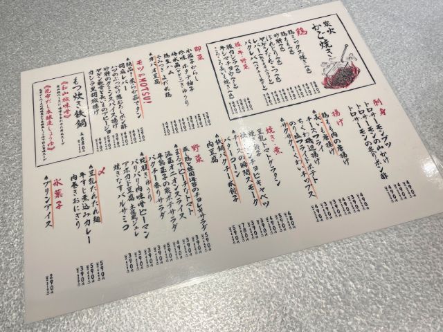 酒場トリノのメニュー