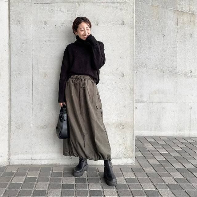 大人の冬ロングスカートコーデ