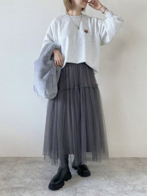 冬のスウェットコーデ