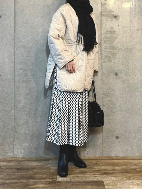 冬のキルティングアウターコーデ