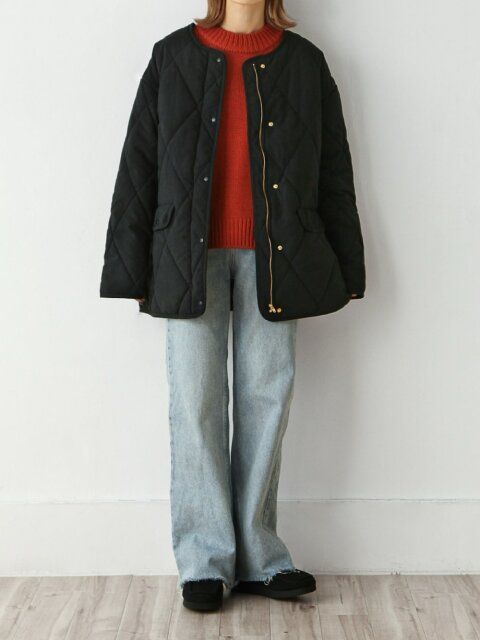 冬のキルティングアウターコーデ