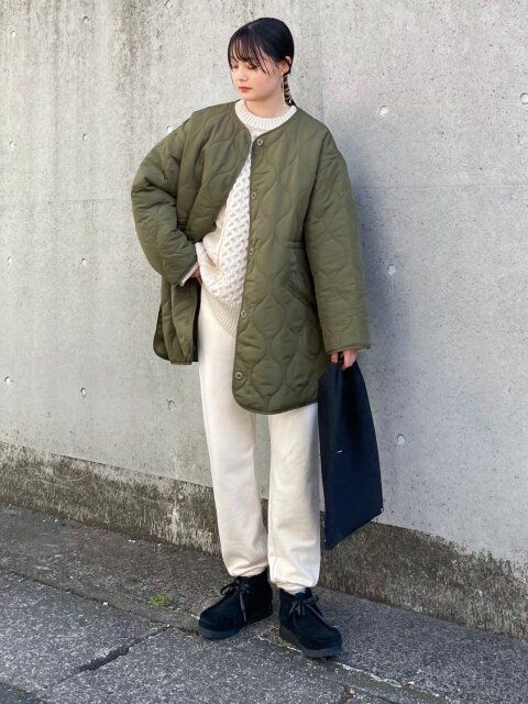 冬のキルティングアウターコーデ