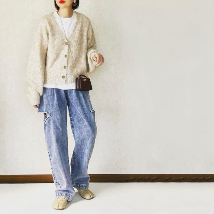 しまむらの「5G起毛Vネックカーディガン」