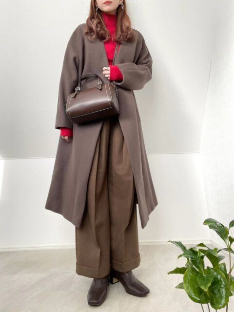 冬のロングコートコーデ