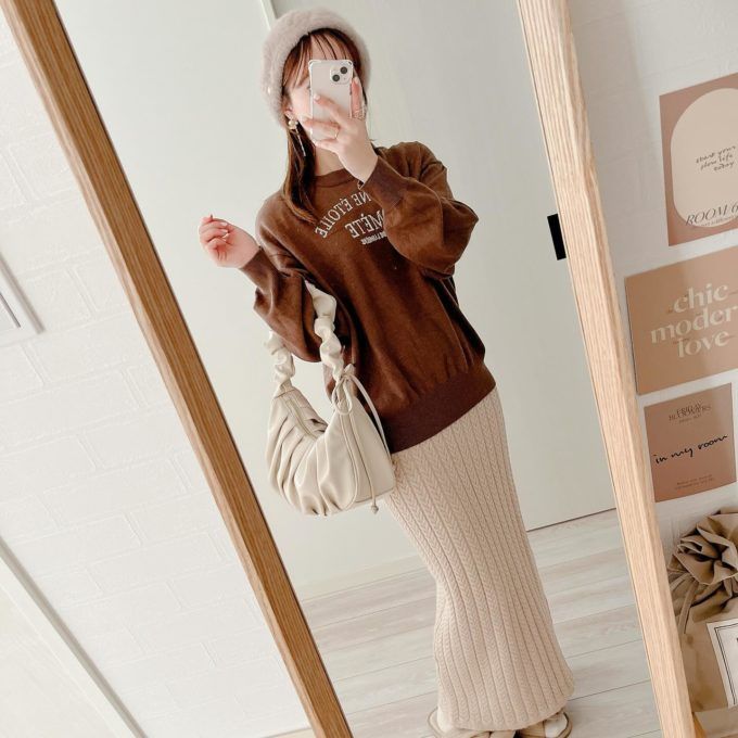 しまむらの「ケーブルロングスカート」