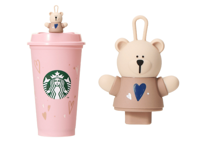 「バレンタイン2024リユーザブルカップ専用 ドリンクホールキャップベアリスタ」950円 ※バレンタイン2024 リユーザブルカップとセット販売 