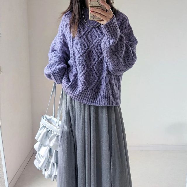 しまむらの7DNラメチュールSK86を着用したコーデ