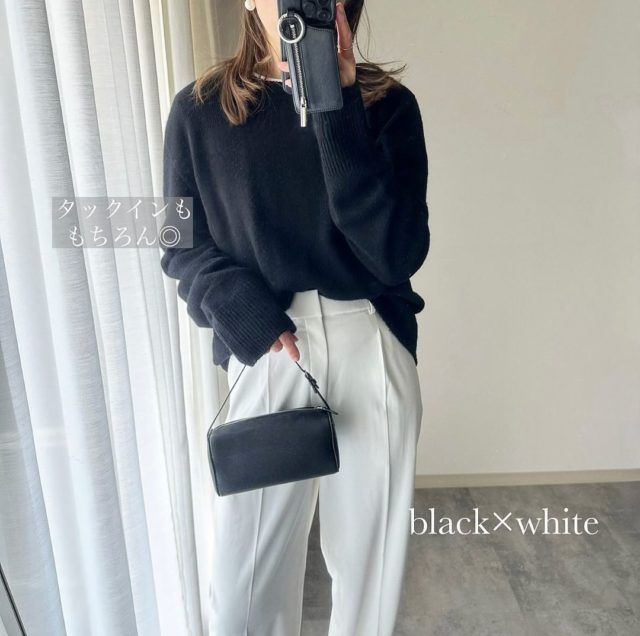 UNIQLOタックワイドパンツコーデ2