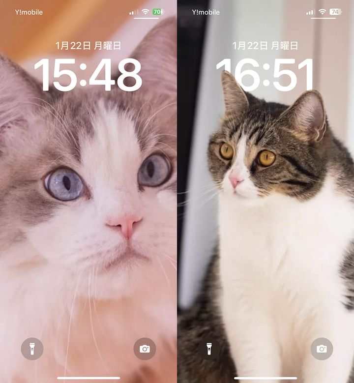 【iPhone】ロック画面の時計で「時計より前に被写体を置く」方法：フォント変更も可
