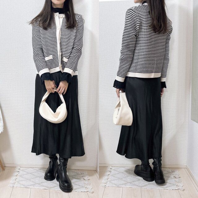 月曜日はサテンスカートを合わせてキレイめに