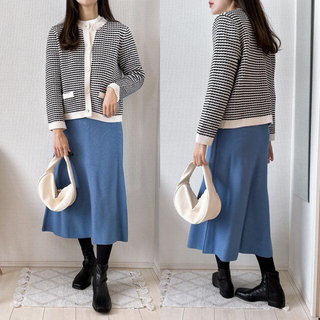 金曜日は華やかな色のスカートで新鮮な印象に