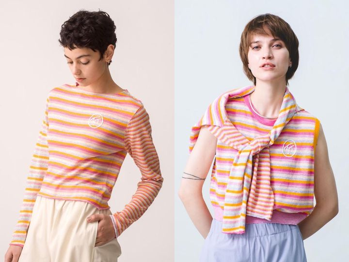 画像: 左「Linen Stripe Boatneck」￥56,100、 右「Linen Stripe Tank」￥47,300 出典：RHC ロンハーマン