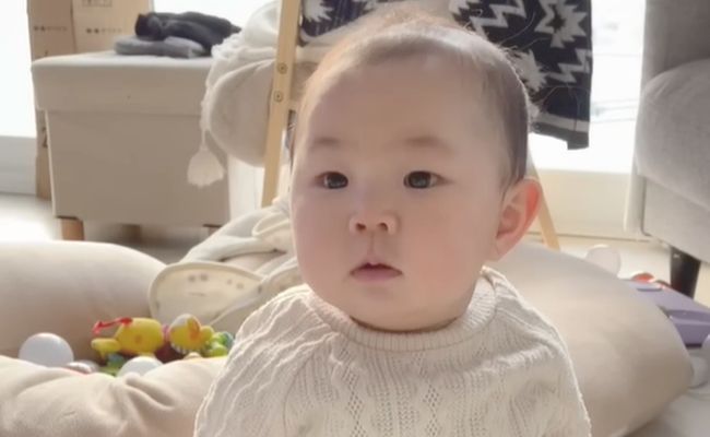 のんびり午後に突然現れた人物！ベビーが見せた驚きの反応