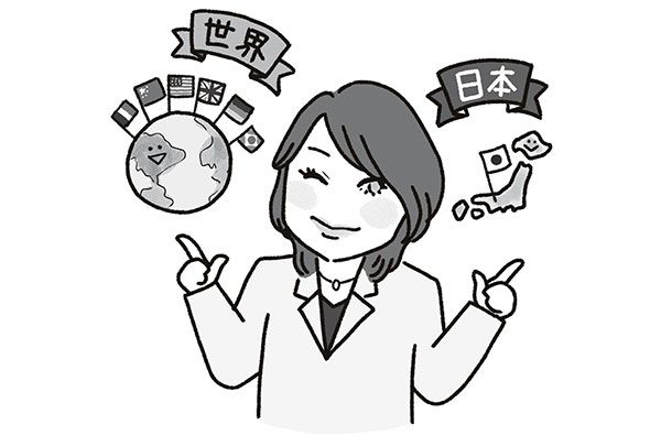 全世界と日本に“分散投資”／イラスト