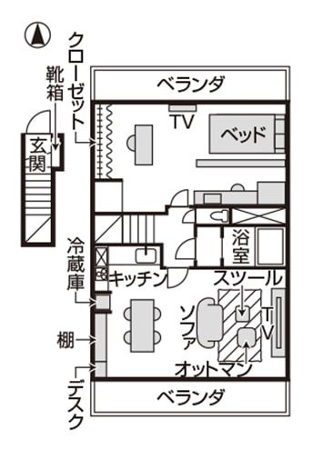 大人の住まい 1LDK 二人暮らし 間取り図