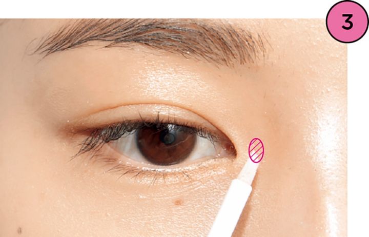 3.目の際2㎜にグリッターの光