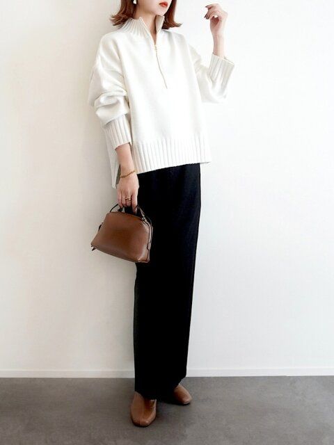 ハーフジップのカジュアルコーデ