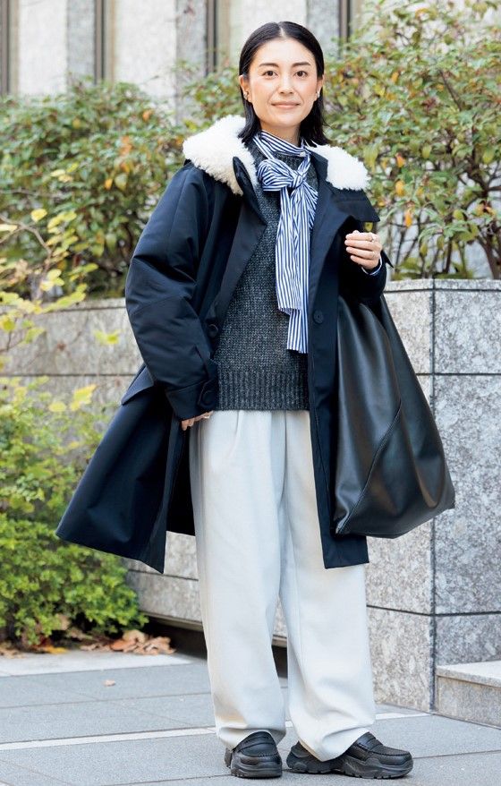 アンタイトル 白井綾香さん アウターコーデ 40代スナップ