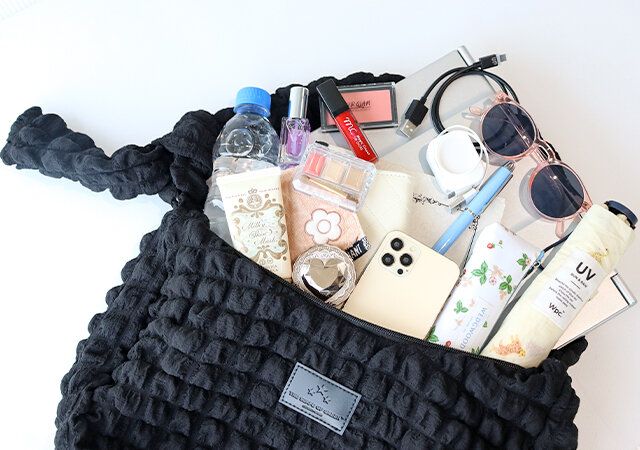 韓国風ポップコーンキルティングの三日月バッグの使用例