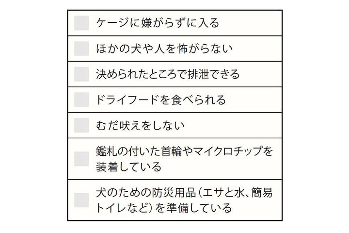災害時に必要なしつけと準備表