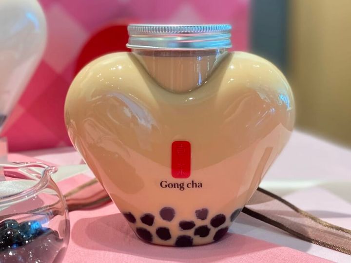 ゴンチャおすすめ「ハートフルボトル パール入り ブラックミルクティー」