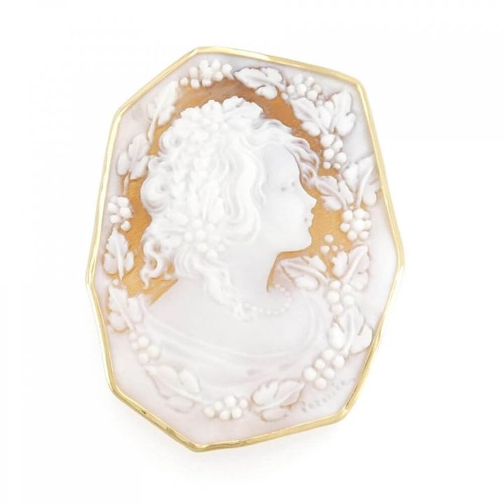 K18YG シェルカメオ ブローチ