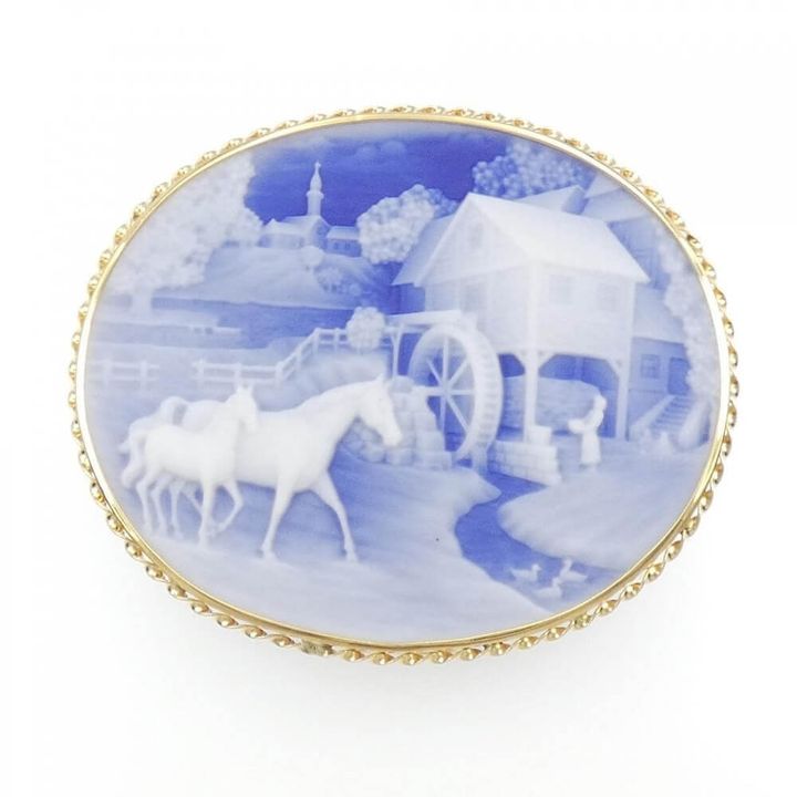 18YG メノウカメオ ブローチ