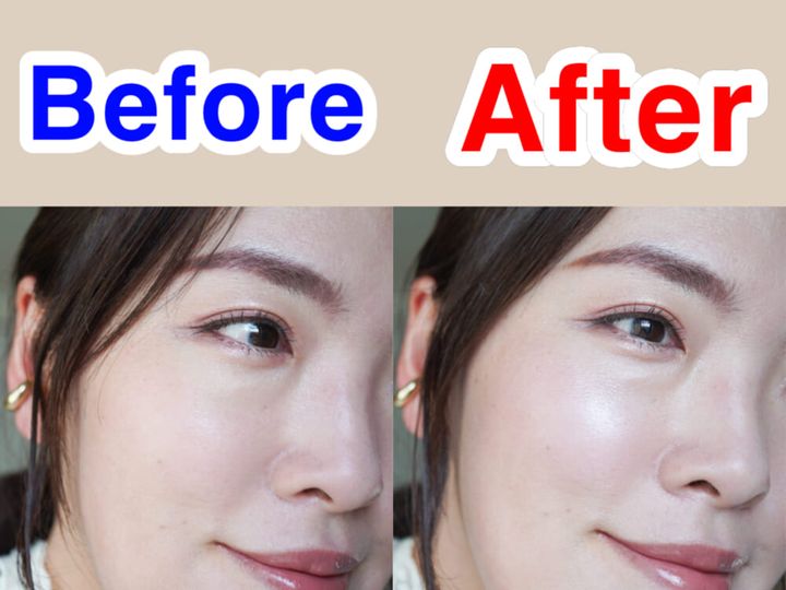 チークを塗る前後の画像を見てみましょう