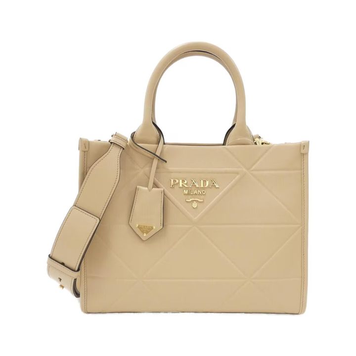 プラダのシンボル トップステッチ レザー スモール バッグ