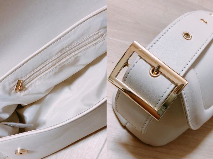 しまむらのホワイトの「横長ショルダーバッグ」