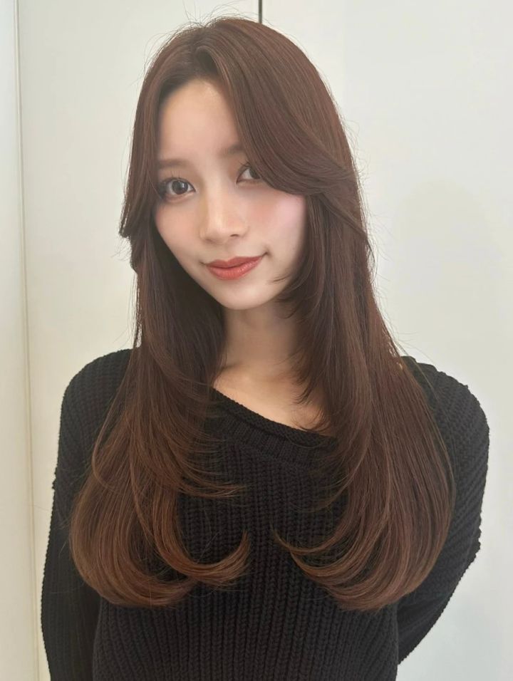 ロング ヘア 髪型 ヘアスタイル 前髪なし 大人