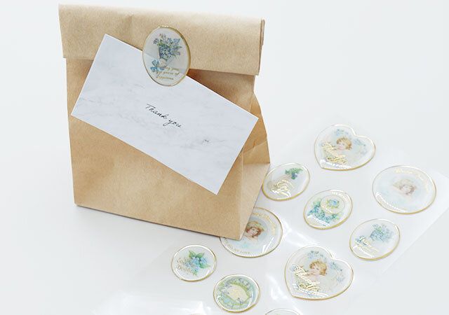 セリアのラッピングシール 13片 ロマンティックファンタジーのメッセージカードの使用例