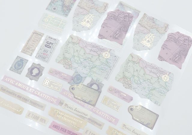 セリアのラッピングシール 38片 アンティーククラフトのデザイン