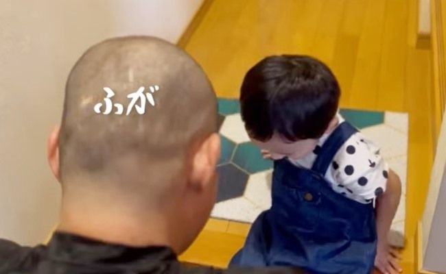 今日はパパが丸刈りに大変身！