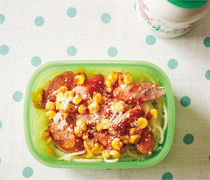 朝寝坊のお弁当も大丈夫！ 早ゆでパスタで時短がかなう「ソーセージナポリタン弁当」のレシピの画像1