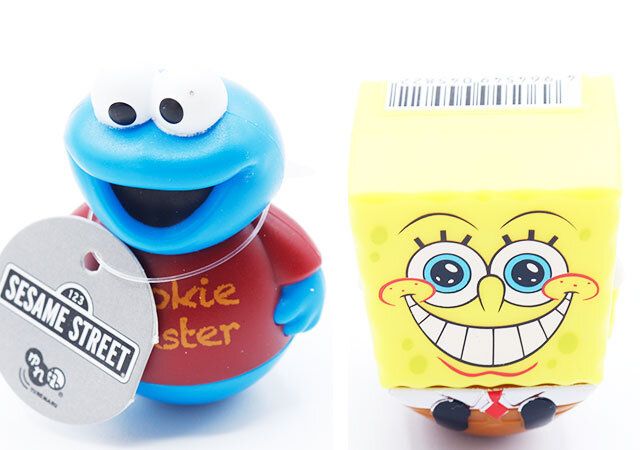 ダイソーのセサミストリート ゆれ丸 クッキーモンスターとスポンジ・ボブ ゆれ丸