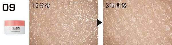 09：ミノン アミノモイスト／15分後、3時間後